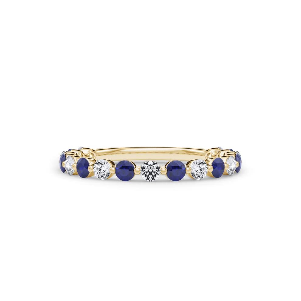 Lab Grown Diamond  &amp; Lab-Created Sapphire Half Eternity Anniversary Band in 14K Yellow Gold (1/3 ct. tw.) – Image 1 of 4