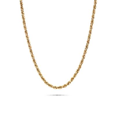 Heavy Hollow Glitter Rope Chain in 10K Yellow Gold, 20"