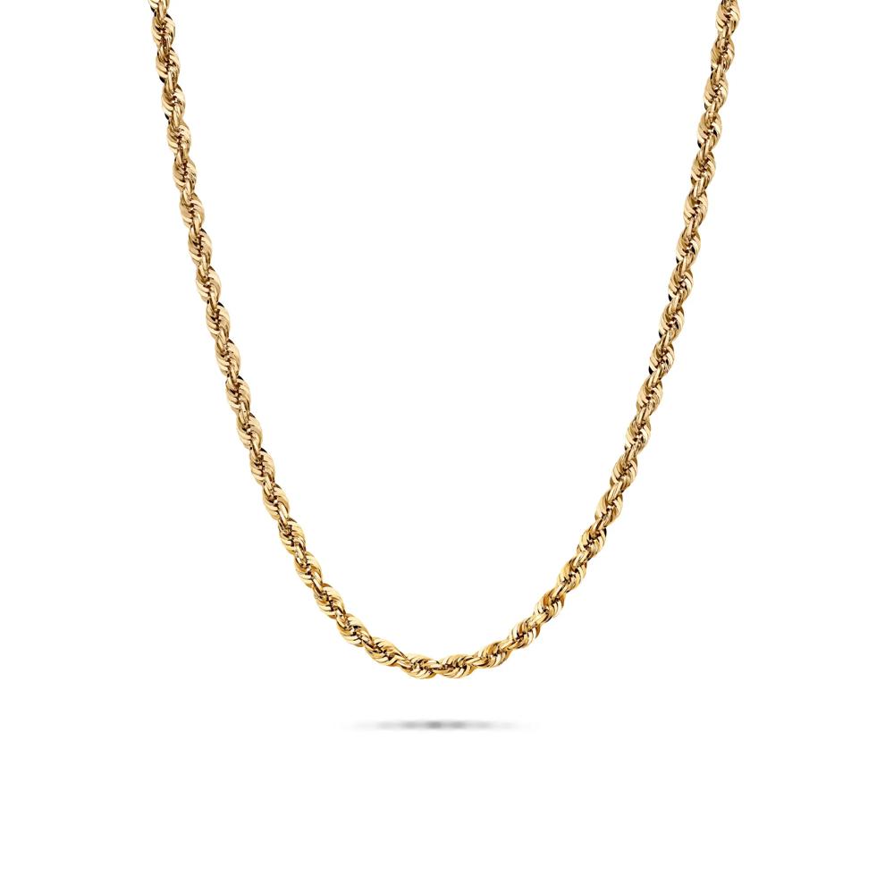 Heavy Hollow Glitter Rope Chain in 10K Yellow Gold, 20" – Image 1 of 5