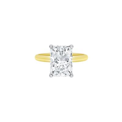 Lab Grown Diamond Radiant-Cut Solitaire Ring in 14K Yellow & White Gold (4 ct.)