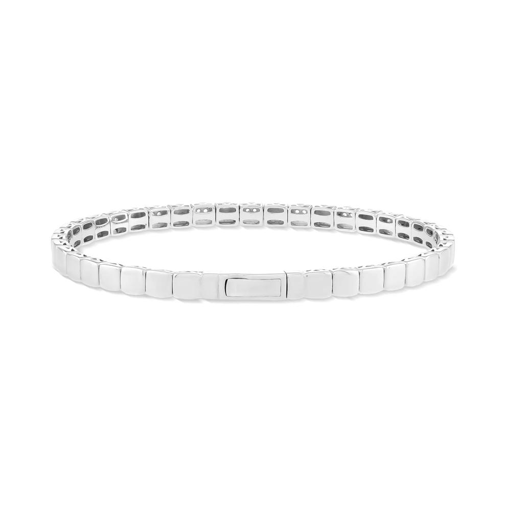 Lab-Created White Sapphire Flex Bangle Bracelet in Sterling Silver, 7.25" – Image 2 of 2