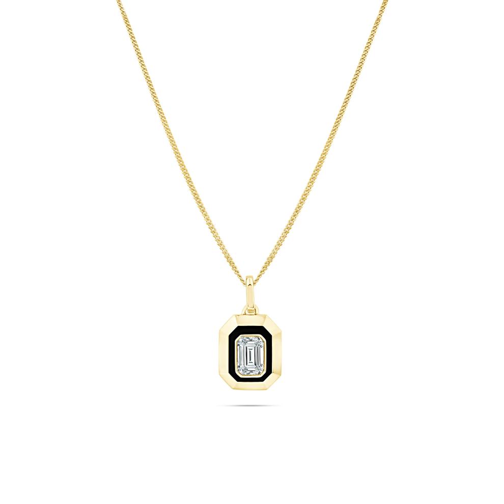 Lab Grown Diamond Emerald-Cut Pendant Necklace in 10K Yellow Gold (1 1/2 ct. tw.) – Image 1 of 4