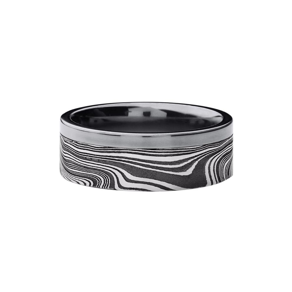 Men&rsquo;s Marble Damascus Inlay Wedding Band in Tantalum, 8MM – Image 1 of 3