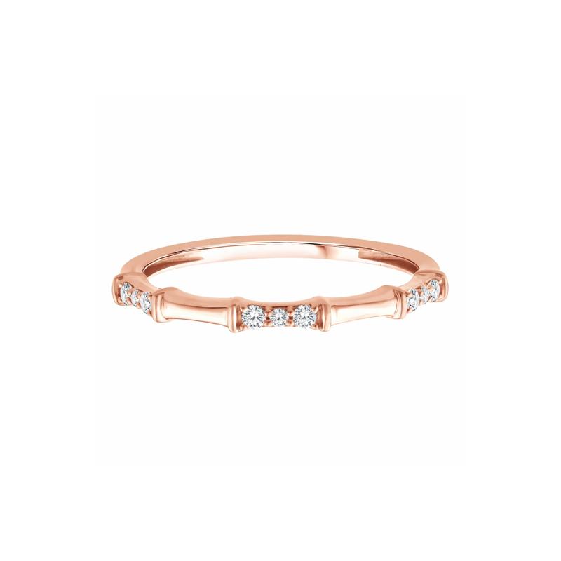 Diamond Bamboo Stack Ring in 10K Rose Gold &#40;1/10 ct. tw.&#41; – Image 1 of 3