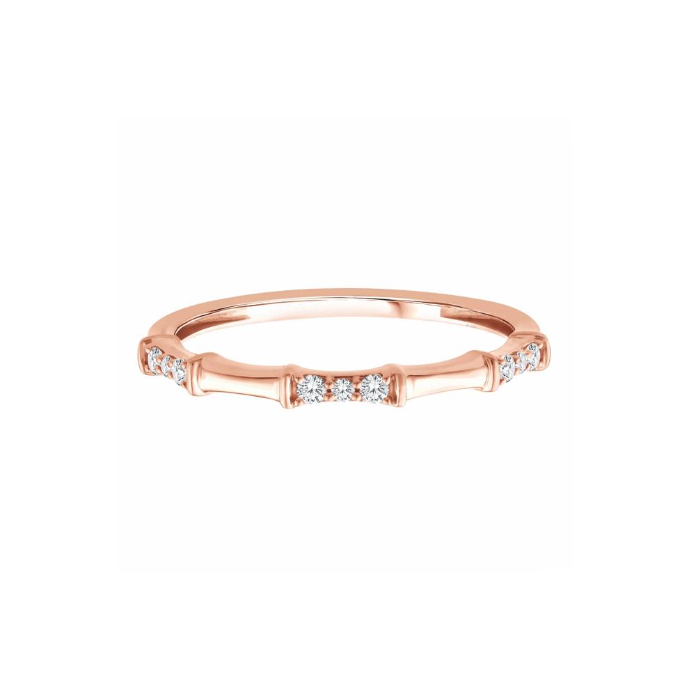Diamond Bamboo Stack Ring in 10K Rose Gold (1/10 ct. tw.) – Image 1 of 3