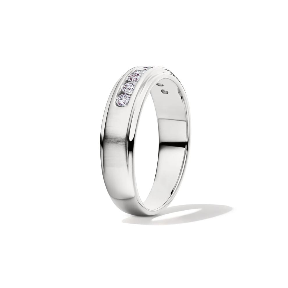 Men&rsquo;s Lab Grown Diamond Wedding Band with Channel Setting in 10K White Gold (1/2 ct. tw.) – Image 3 of 5