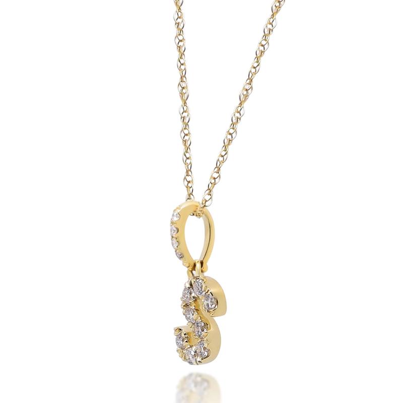 Diamond S Initial Pendant in 10K Yellow Gold (1/10 ct. tw.) – Image 2 of 4
