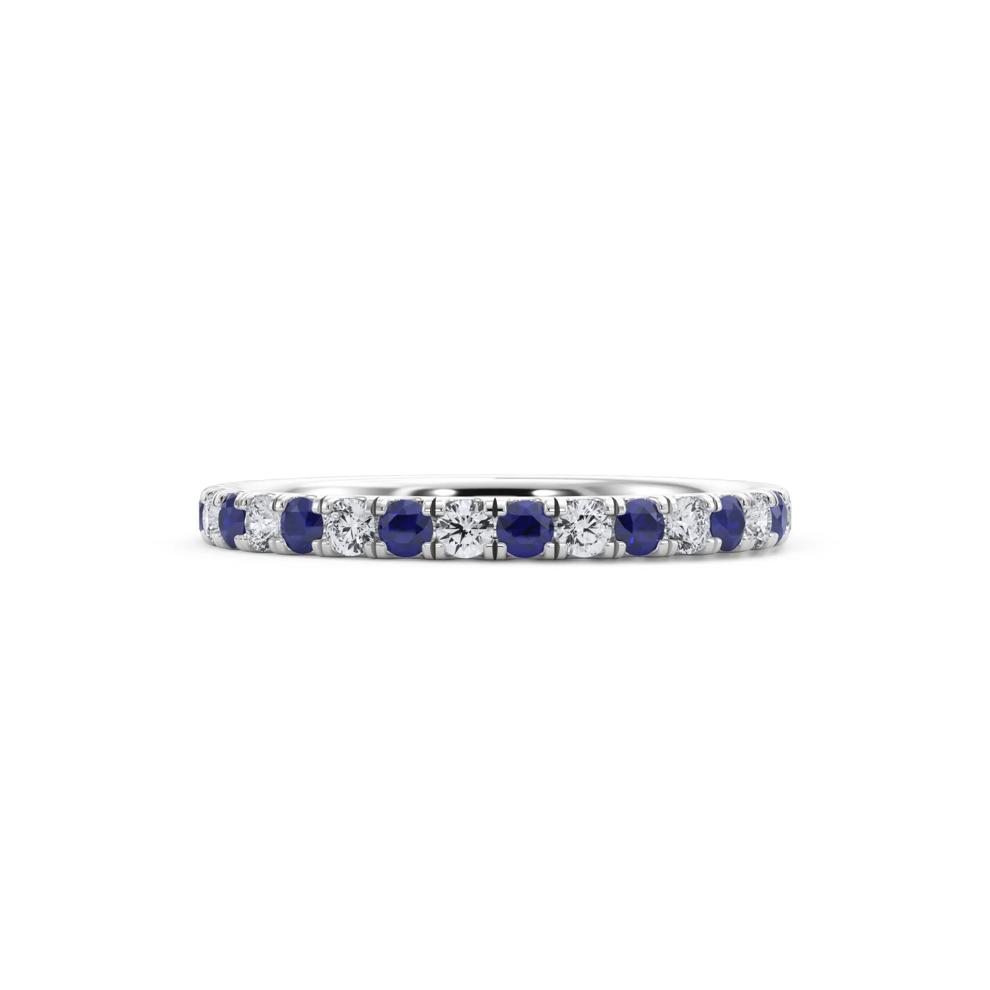 Lab Grown Diamond &amp; Lab-Created Sapphire Anniversary Band in Platinum (1/3 ct. tw.) – Image 1 of 4