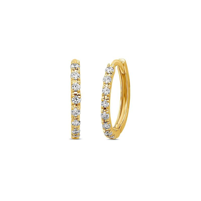 1/4 ct. tw. Diamond Hoop Earrings in 14K Yellow Gold – Image 1 of 1