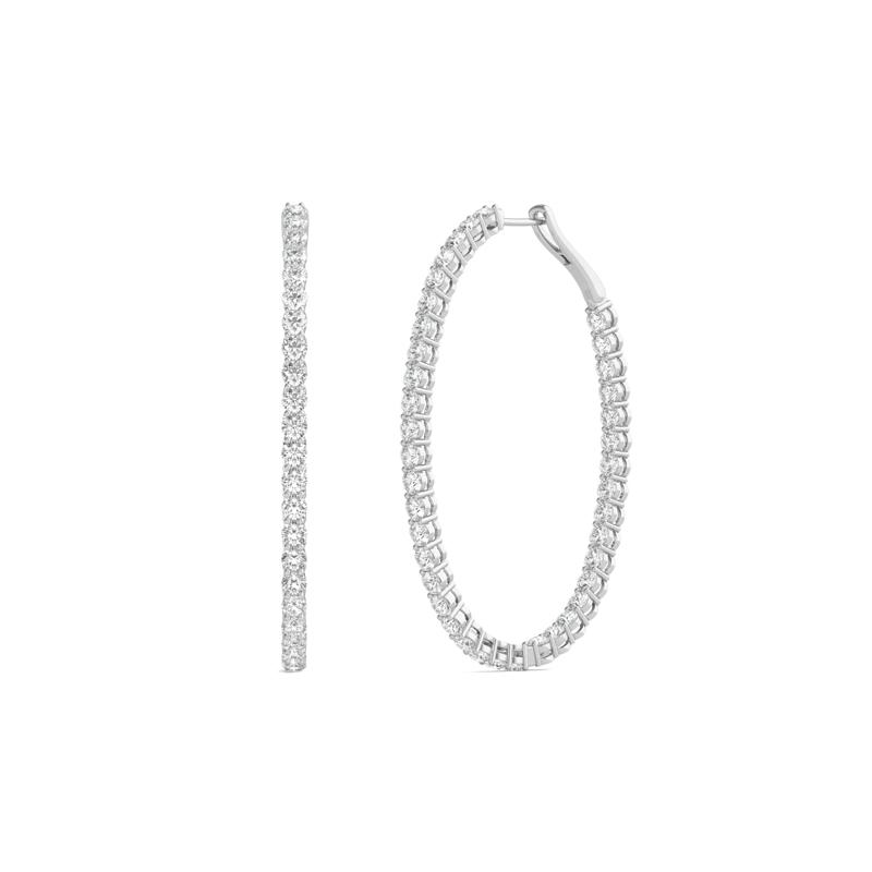 Lab Grown Diamond Inside-Out Oval Hoop Earrings in 14K White Gold &#40;5 ct. tw.&#41; – Image 1 of 1