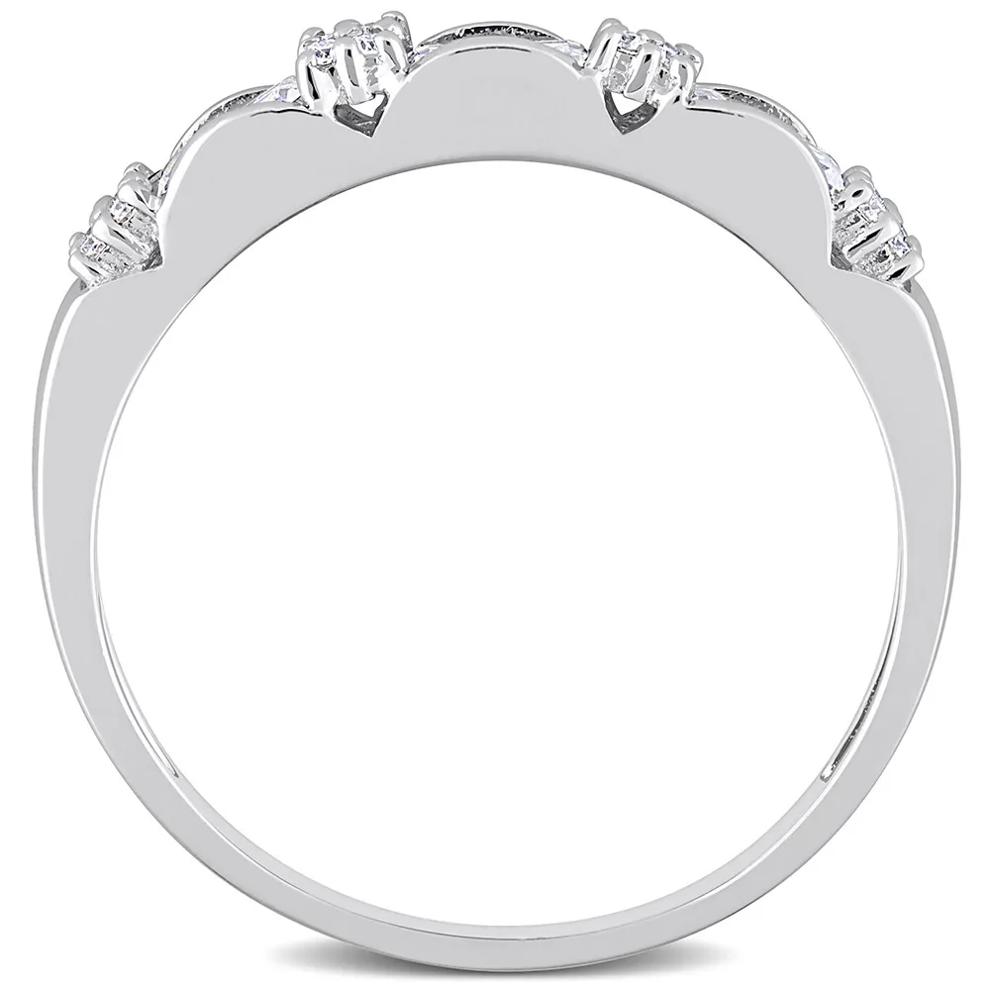 Three-Stone Moissanite Stacking Ring in Sterling Silver (2/5 ct. dew) – Image 2 of 6