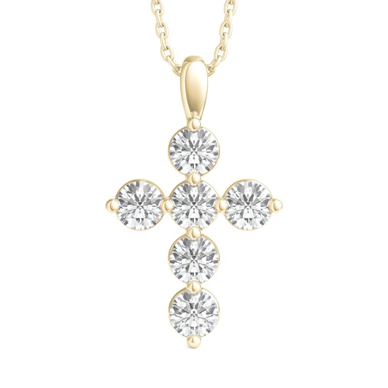 Lab Grown Diamond Cross Pendant in 14K Yellow Gold &#40;1 ct. tw.&#41; – Image 1 of 3