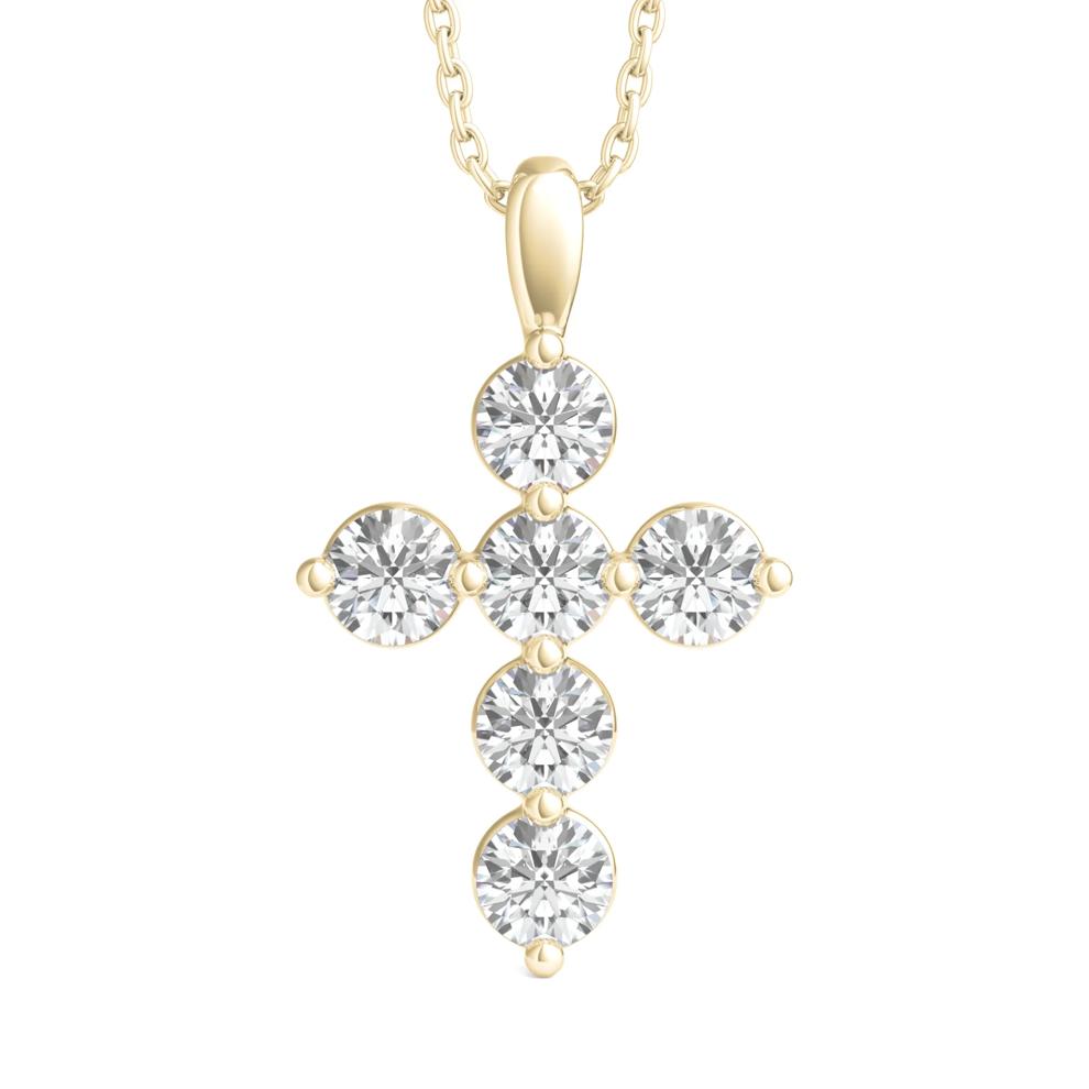 Lab Grown Diamond Cross Pendant in 14K Yellow Gold (1 ct. tw.) – Image 1 of 3