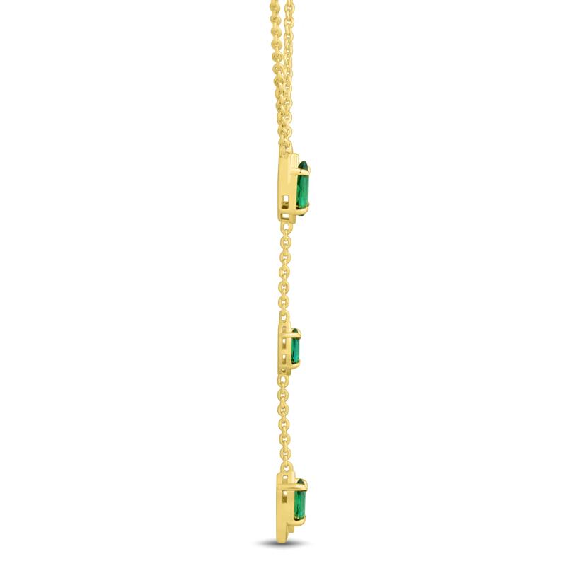 Lab-Created Emerald Marquise-Cut Y Necklace in Vermeil – Image 2 of 4