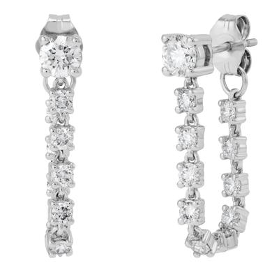 Lab Grown Diamond Dangle Chain Earrings in 14K White Gold (1 1/4 ct. tw.)
