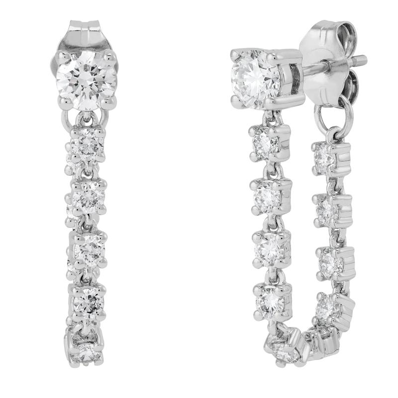 Lab Grown Diamond Dangle Chain Earrings in 14K White Gold &#40;1 1/4 ct. tw.&#41; – Image 1 of 1
