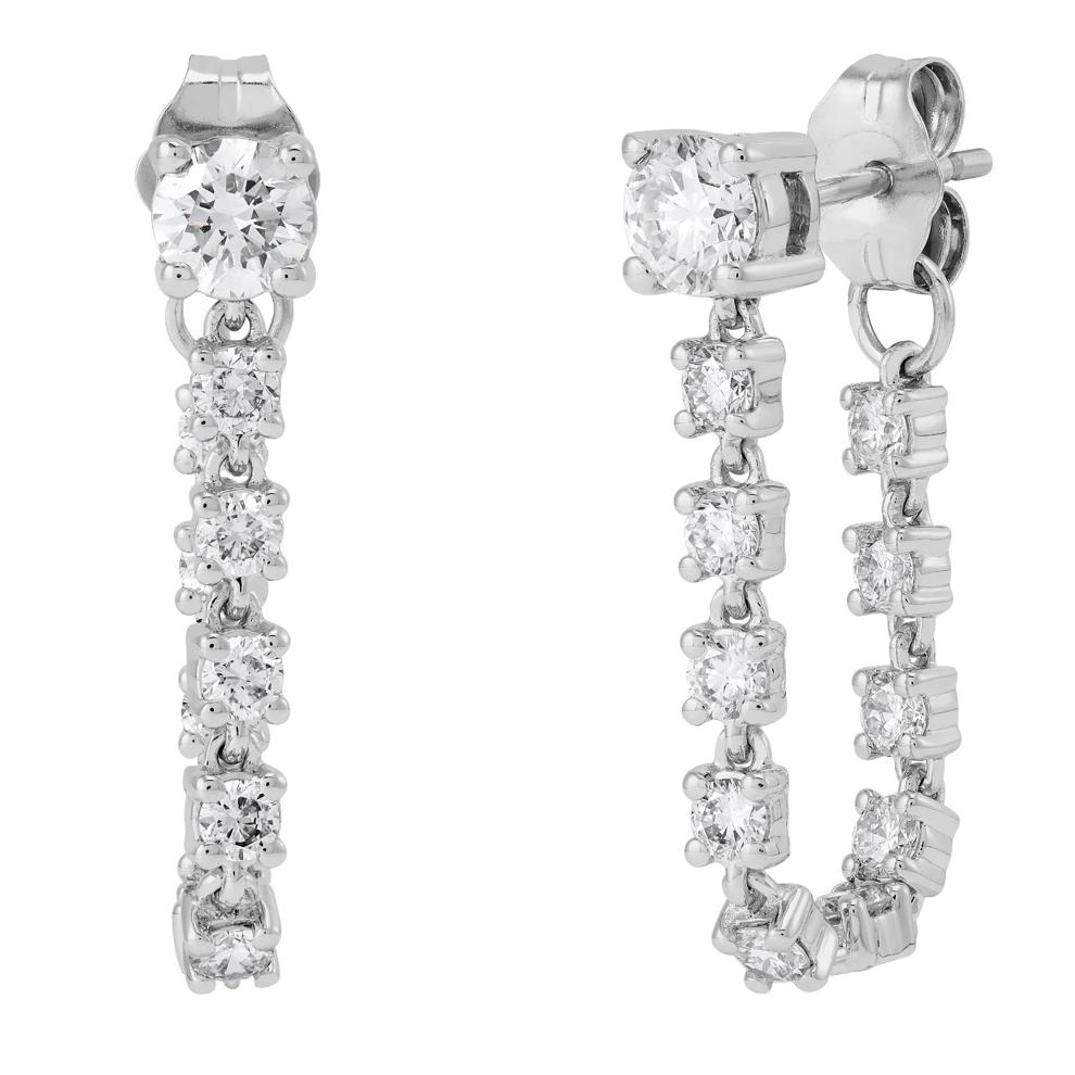Lab Grown Diamond Dangle Chain Earrings in 14K White Gold (1 1/4 ct. tw.) – Image 1 of 1