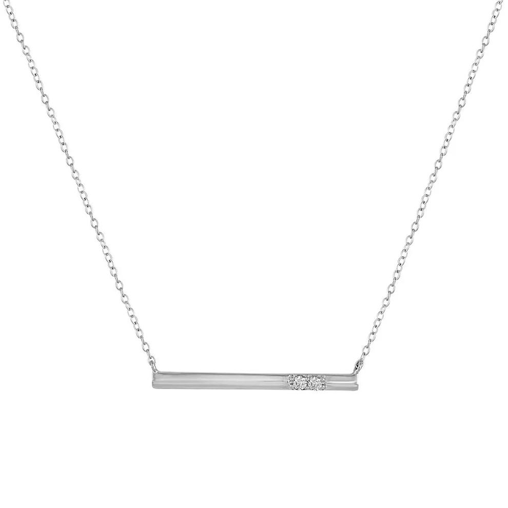 Diamond Two-Stone Bar Necklace in Sterling Silver – Image 1 of 2