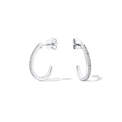 Diamond J-Hoop Earrings in 10K White Gold (1/2 ct. tw.)