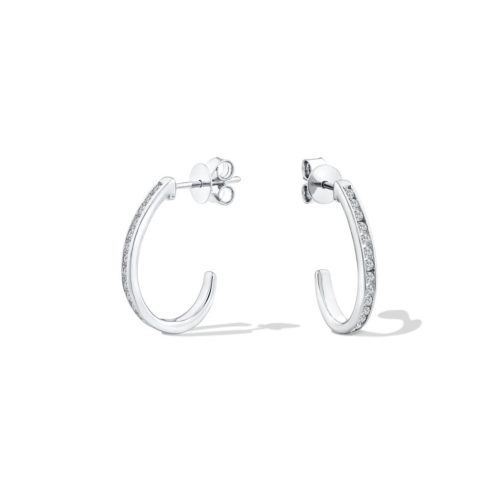 Diamond J-Hoop Earrings in 10K White Gold (1/2 ct. tw.) – Image 1 of 2