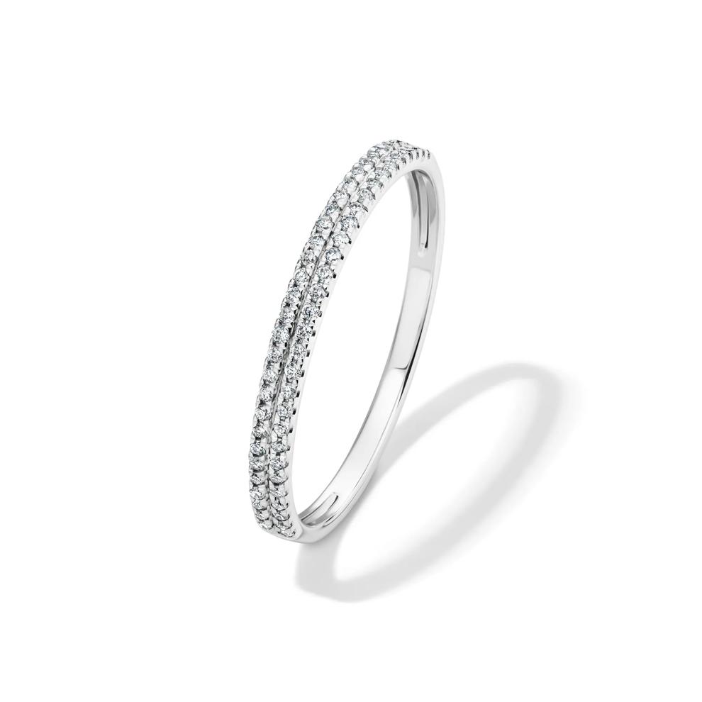 Diamond Double Row Stack Band in 10K White Gold (1/8 ct. tw.) – Image 4 of 4
