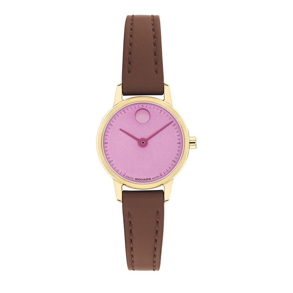 Ladies' Baby Face Watch With Brown Leather Strap in Gold-Tone Stainless Steel, 23mm – Image 1 of 3