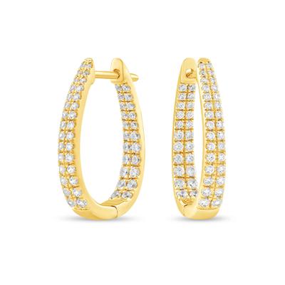 Diamond Double-Row Inside-Out Oval Hoop Earrings in 10K Yellow Gold (1 ct. tw.)