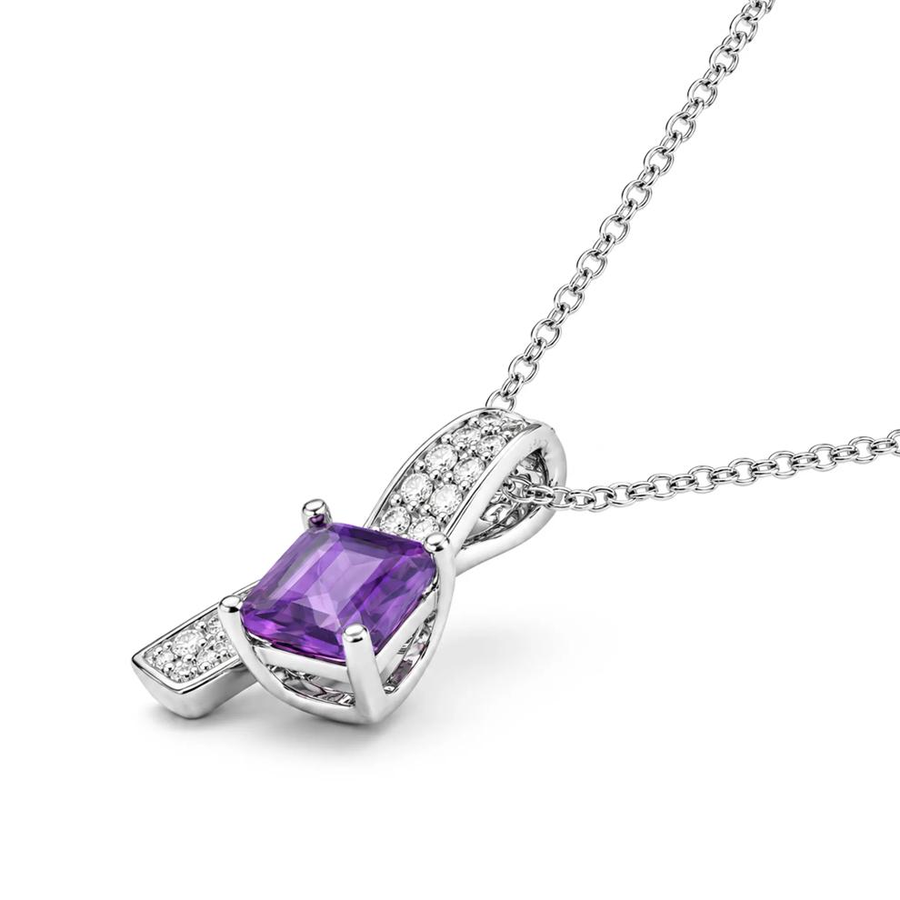 Amethyst &amp; Lab-Created White Sapphire Pendant Necklace in Sterling Silver – Image 2 of 4