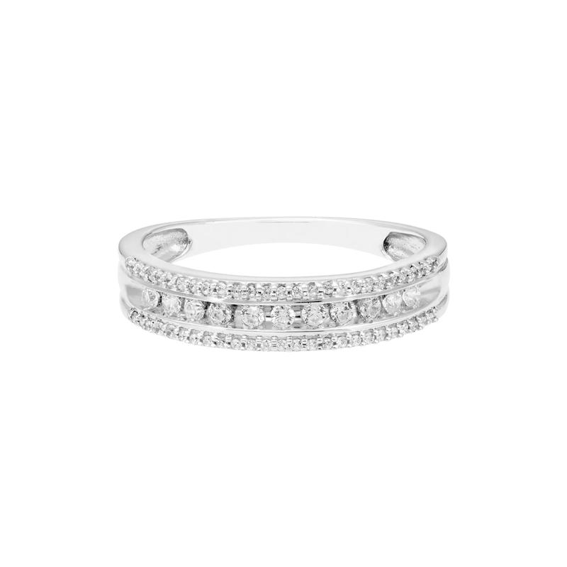 Three-Row Diamond Wedding Band in 10K White Gold &#40;1/4 ct. tw.&#41;  – Image 1 of 3