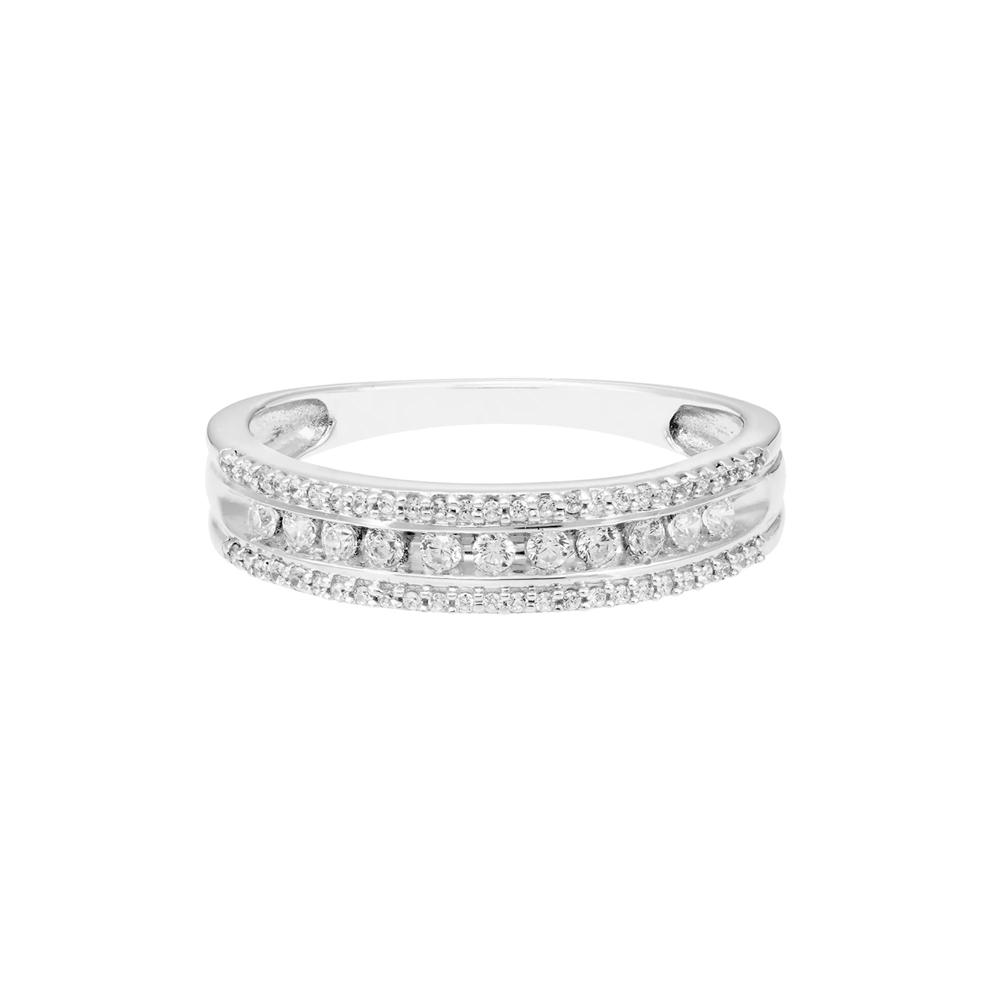Three-Row Diamond Wedding Band in 10K White Gold (1/4 ct. tw.)  – Image 1 of 3