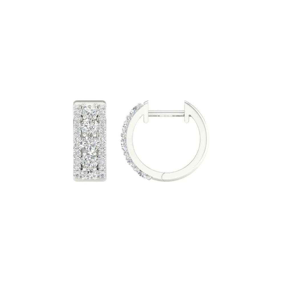 Lab Grown Diamond Huggie Hoop Earrings in 14K White Gold (1 ct. tw.) – Image 3 of 3
