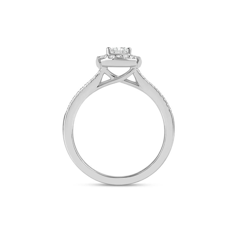 Oval Center Diamond Halo Engagement Ring in Platinum &#40;3/4 ct. tw.&#41; – Image 2 of 3