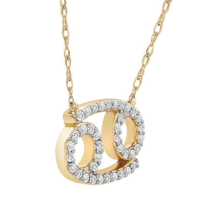 Cancer Zodiac Necklace with Diamonds in 10K Yellow Gold &#40;1/10 ct. tw.&#41;	 – Image 2 of 3