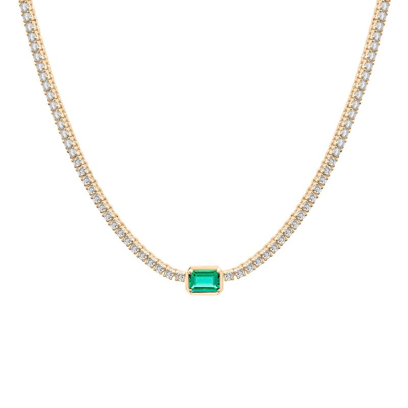 Lab-Created Emerald and Lab-Created White Sapphire Necklace in Vermeil – Image 1 of 7