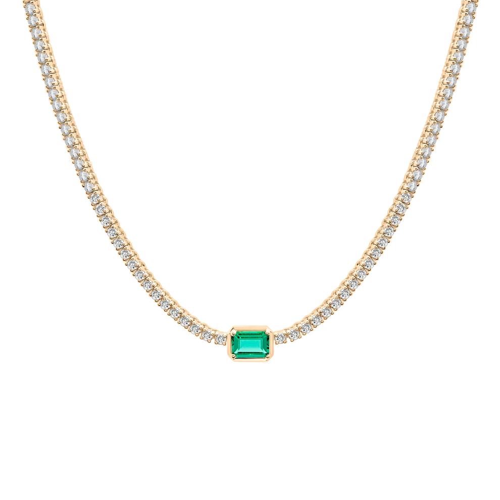 Lab-Created Emerald and Lab-Created White Sapphire Necklace in Vermeil – Image 1 of 7