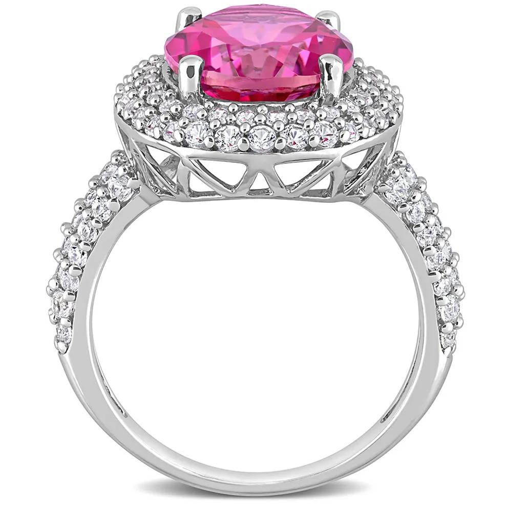Pink Topaz &amp; Lab Created White Sapphire Ring in Sterling Silver – Image 2 of 6