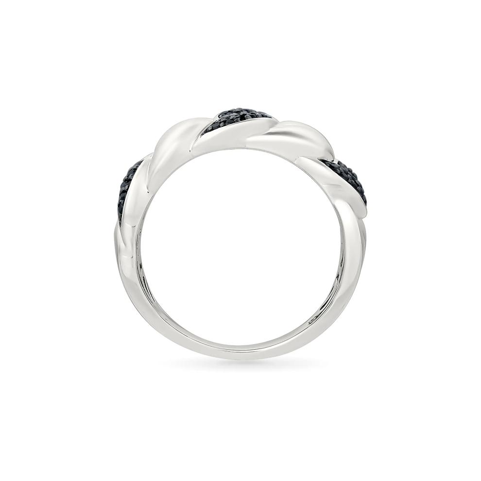 Black Diamond Cuban Link Ring in Sterling Silver (1/3 ct. tw.) – Image 2 of 5