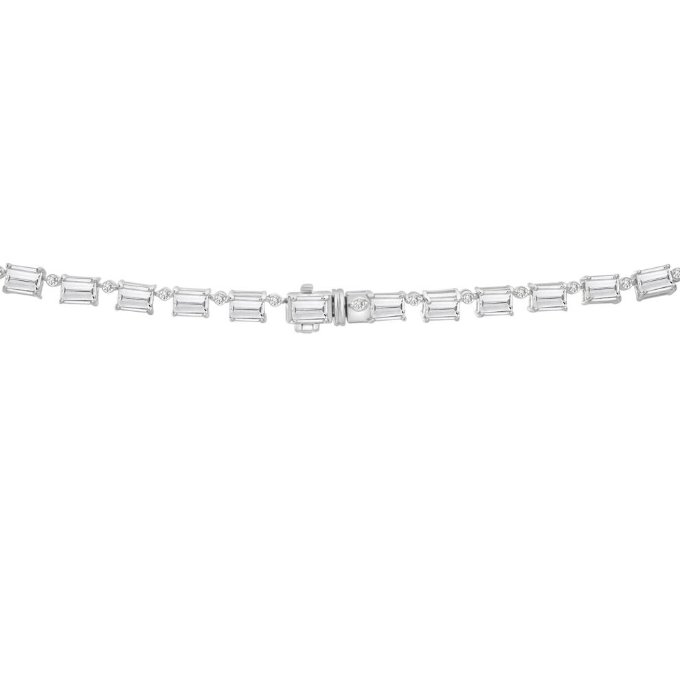 Lab-Created White Sapphire Tennis Necklace in Sterling Silver – Image 4 of 5