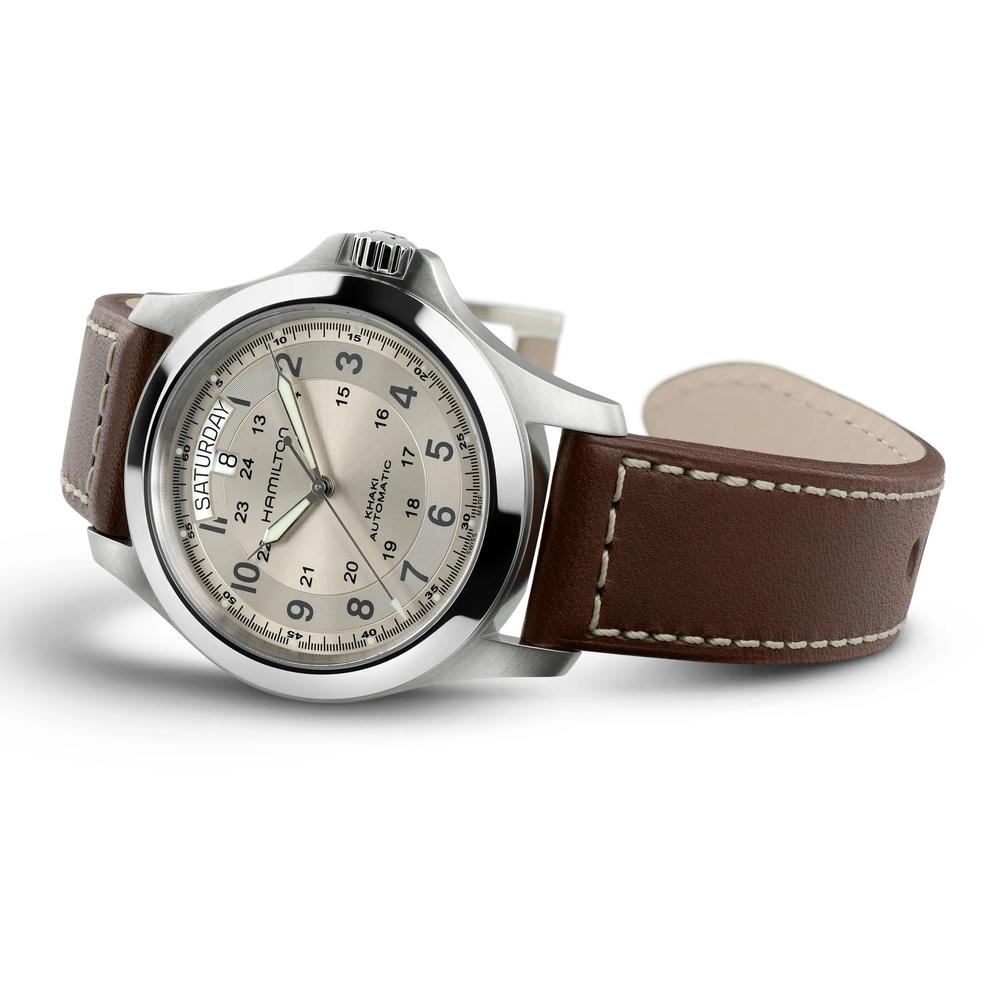 Khaki Field King Auto Watch with Brown Leather Strap – Image 3 of 3