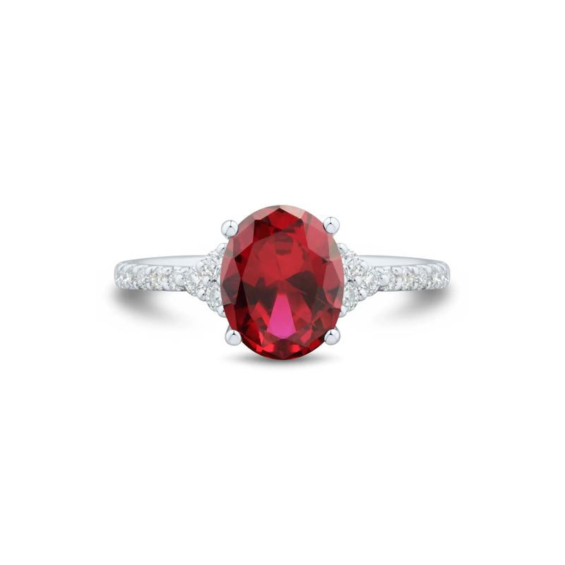 Lab Grown Diamond and Lab-Created Ruby Ring in 10K White Gold &#40;1/3 ct. tw.&#41; – Image 1 of 3