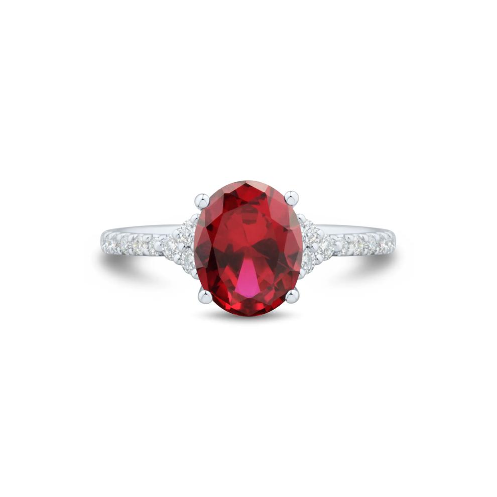 Lab Grown Diamond and Lab-Created Ruby Ring in 10K White Gold (1/3 ct. tw.) – Image 1 of 3