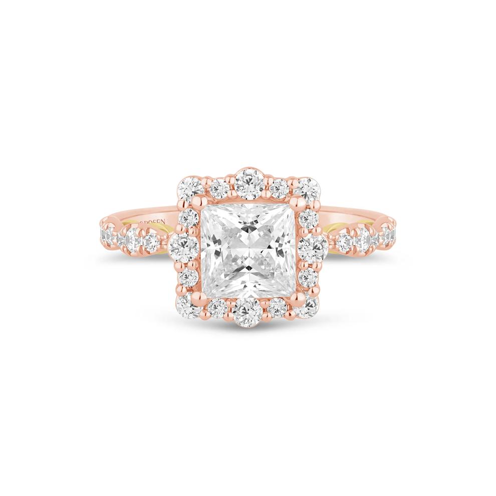Lab Grown Diamond Princess-Cut Halo Engagement Ring in 14K Rose Gold (2 3/4 ct. tw.) – Image 1 of 3