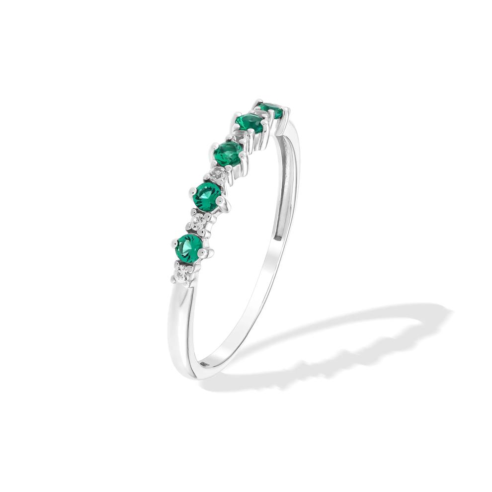 Lab-Created Emerald &amp; Lab-Created White Sapphire Stack Ring in Sterling Silver – Image 4 of 4