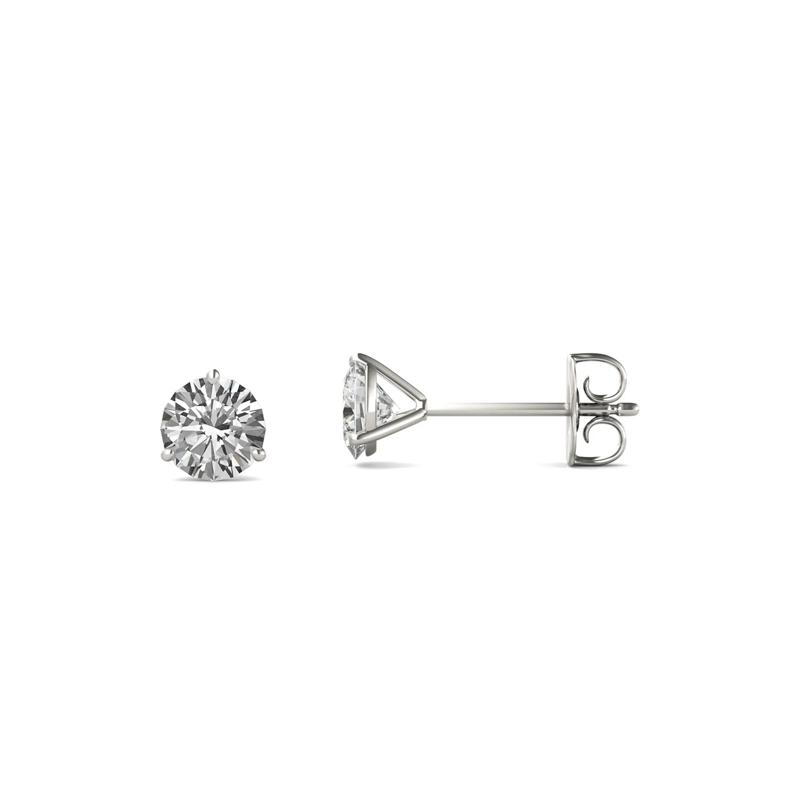 Round Moissanite Martini Stud Earrings in 14K White Gold &#40;1 ct. dew&#41; – Image 2 of 6