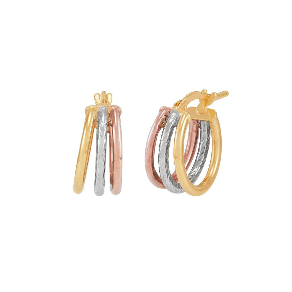 Hoop Earrings in 14K Yellow, White &amp; Rose Gold – Image 1 of 2