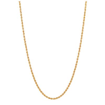 Hollow Glitter Rope Chain Necklace in 14K Yellow Gold, 1.3MM, 18"