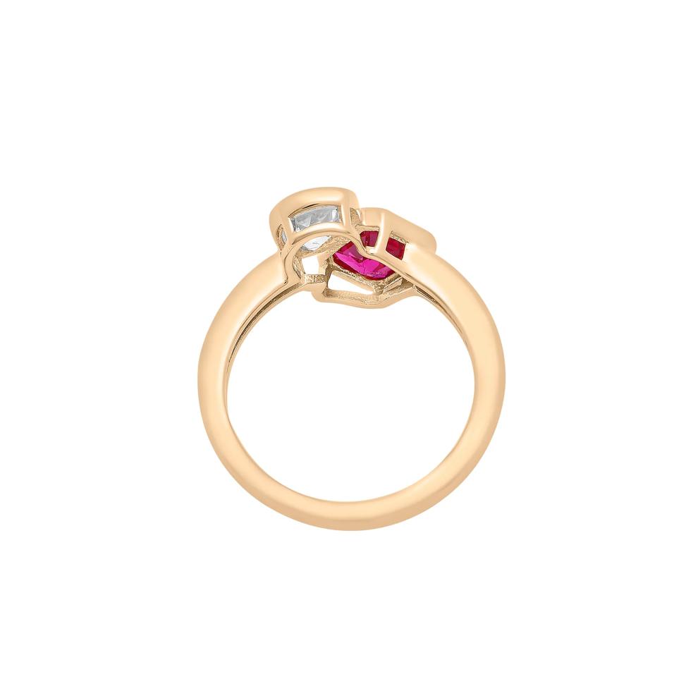 Lab-Created Ruby and Lab-Created White Sapphire Toi et Moi Two-Stone Ring in Vermeil – Image 4 of 7
