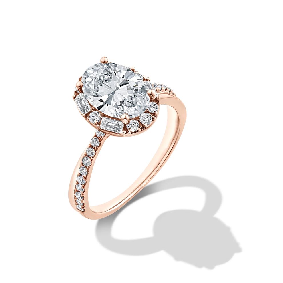 Lab Grown Diamond Oval Halo Engagement Ring in 14K Rose Gold (2 1/2 ct. tw.) – Image 4 of 4