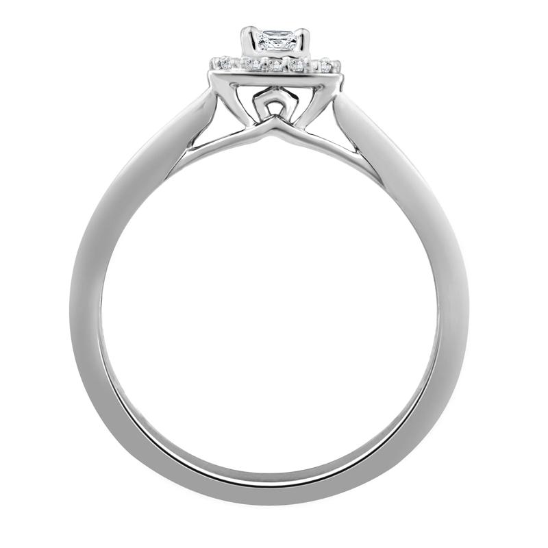 Diamond and Blue Sapphire Promise Ring in 10K White Gold &#40;1/7 ct. tw.&#41; – Image 2 of 3