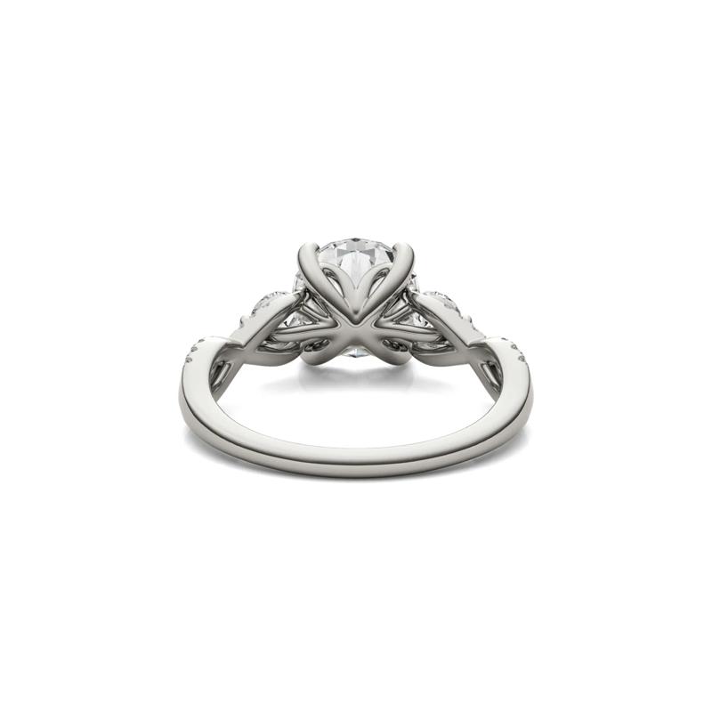 Lab Created Moissanite Twist-Shank Multi-Stone Engagement Ring in 14K White Gold – Image 6 of 6